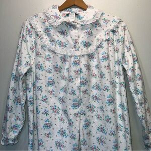 Vermont Country Store Floral Flannel Nightgown Pajama Size Medium Cottagecore